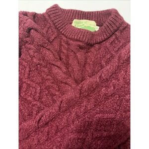 Shades Of Aran Burgundy Cable Knit Sweater 100% Merino Wool Kids Sm Outdoors